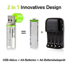Laden Sie das Bild in den Galerie-Viewer, USB wiederaufladbare AA-Batterien
